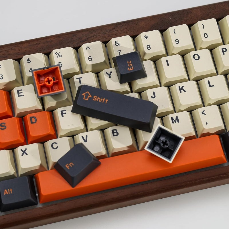 KBDiy Carbon 174 Keys PBT Double Shot Keycap Set,Orange Retro Custom Key Cap Keycaps 60 Percent Cherry Profile Keycaps for 61/64/68/84/87/100/104/108 Mechanical Keyboard - Image 5