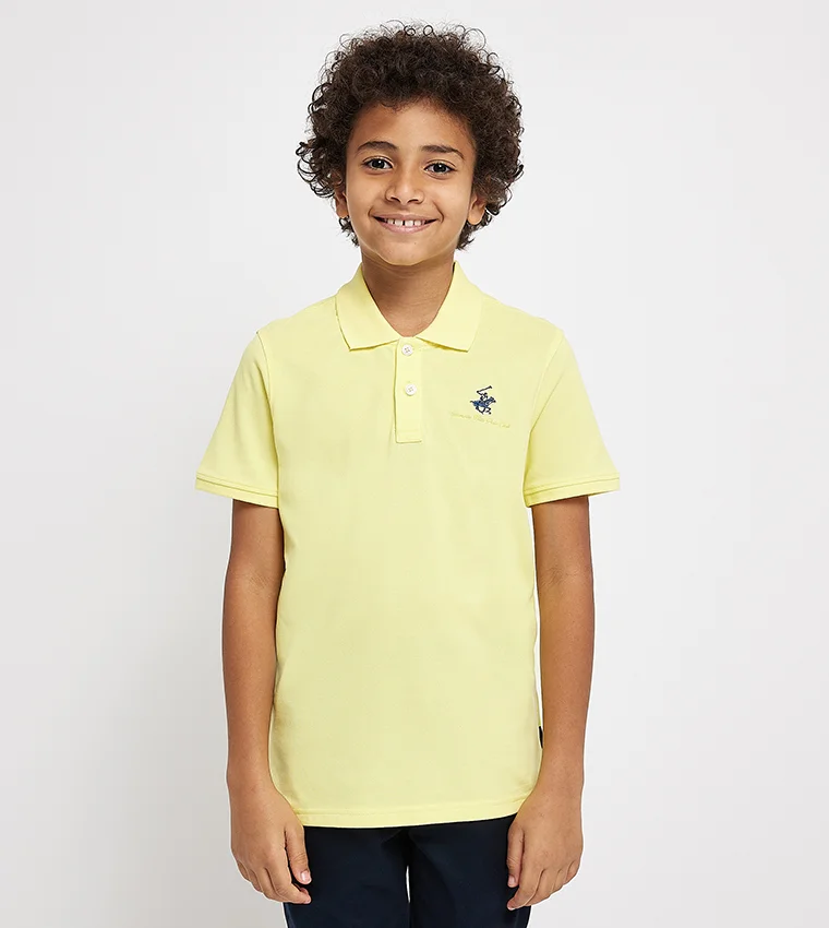 BEVERLY HILLS POLO CLUB Solid Polo Collar T-Shirt