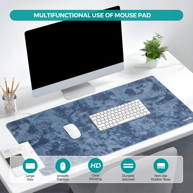 TIDALSOIL Large Gaming Mouse Pad (900x400mm), Non-Slip Natural Rubber Base, Stain-Resistant and Durable, Ideal for Office and Gaming, Blue-Gray - Image 2