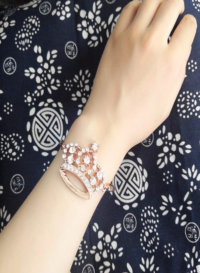 NOUMANDA Fashion Crystal Crown Bracelets Simple Jewelry for Women (rose gold) - Image 3
