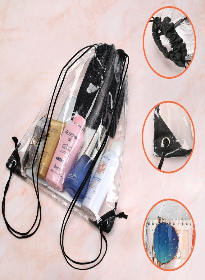 Natural Style 2 Pieces Clear Drawstring Bag for Stadium Concert Work Security Approved, Waterproof Clear String Backpack (Black) - Image 5