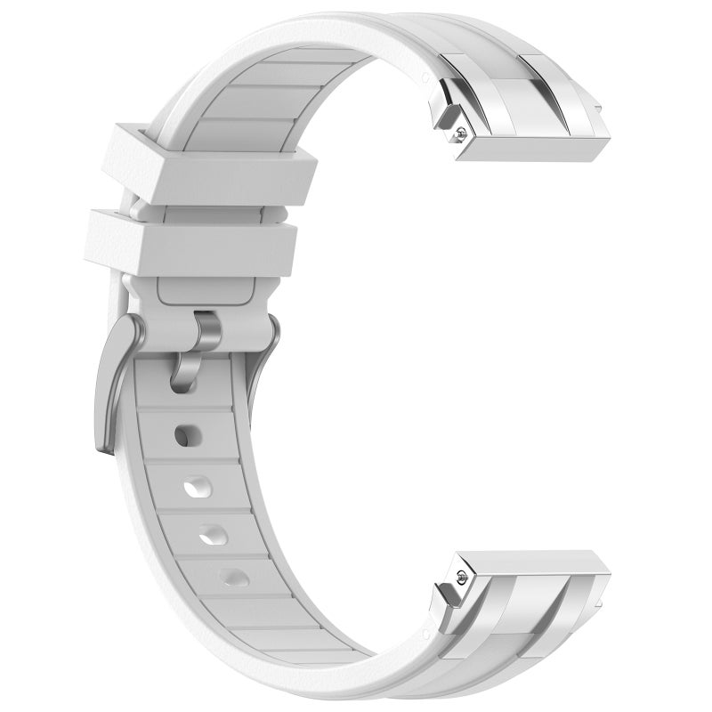 erorex For Xiaomi Watch S3 22Mm Quick Release Silver Buckle Royal Silicone Watch Band(White) - Image 5