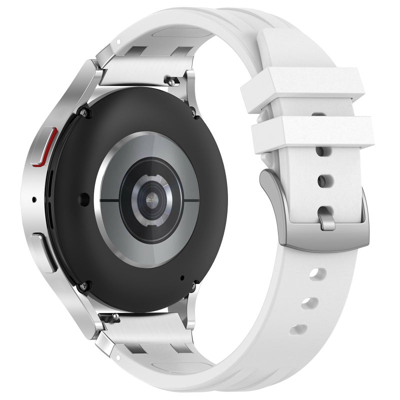 erorex For Xiaomi Watch S3 22Mm Quick Release Silver Buckle Royal Silicone Watch Band(White) - Image 2