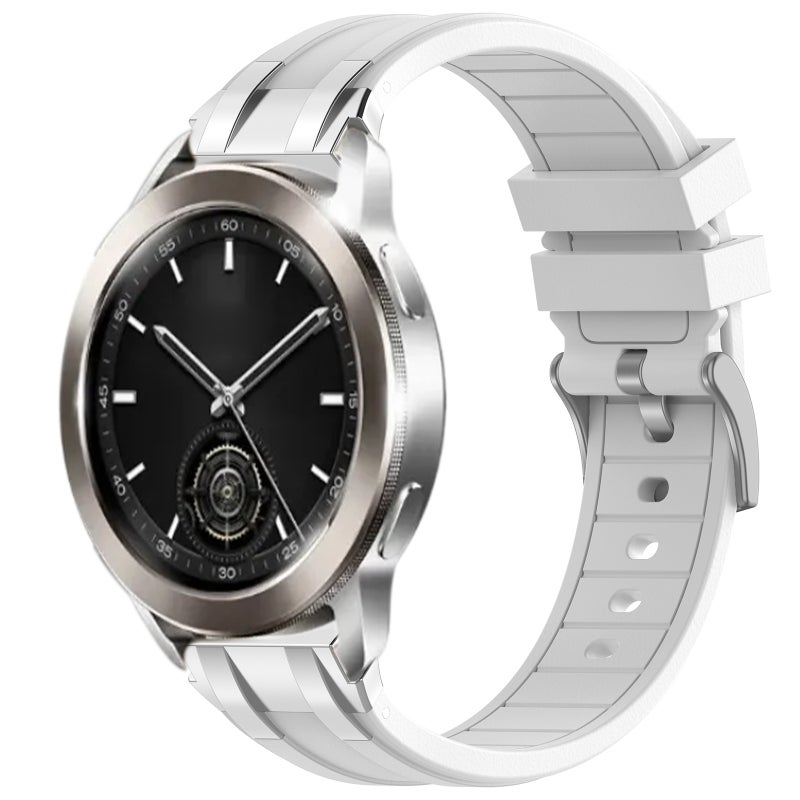 erorex For Xiaomi Watch S3 22Mm Quick Release Silver Buckle Royal Silicone Watch Band(White) - Image 1