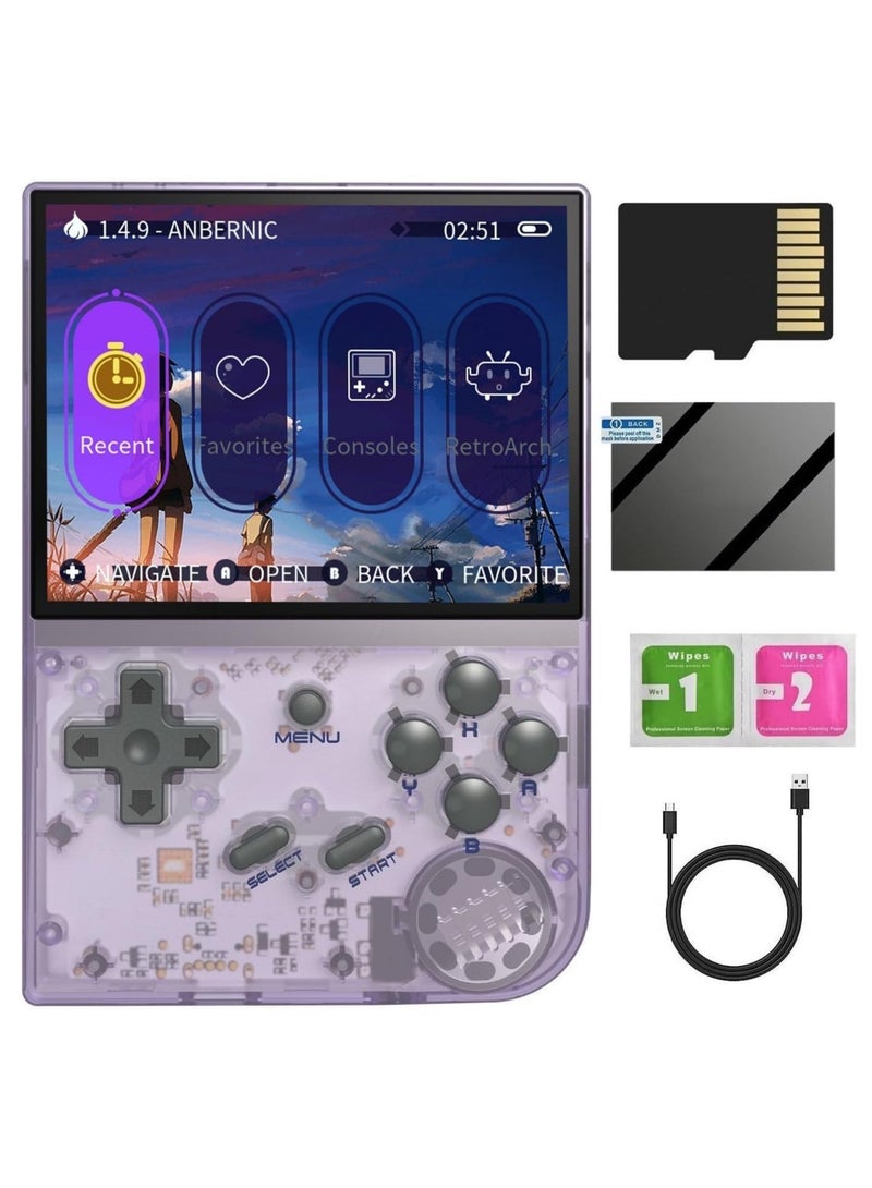 ANBERNIC  RG35XX 2024 New Version Retro Handheld Game Console, Upgraded Chip, Linux System 3.5-Inch IPS Screen Built-in 128G TF Card and 13000+ Classic Games, Support HDMI TV Output (Purple 128G) - Image 1