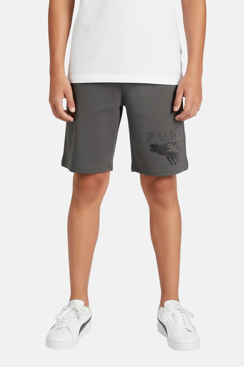 PUMA Kids Boy Sportswear Fit Brand Logo Training Shorts, Heather Charcoal - Image 1