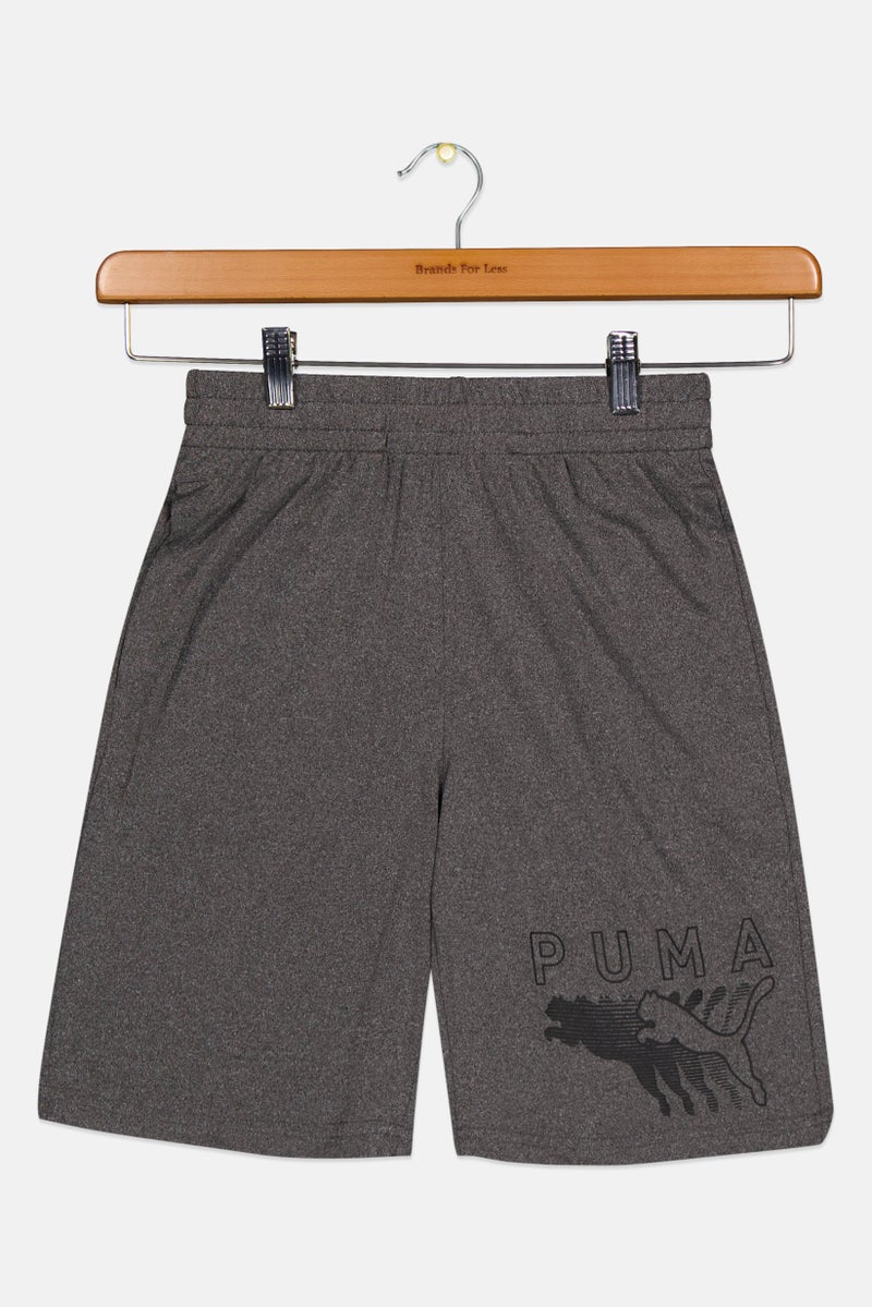 PUMA Kids Boy Sportswear Fit Brand Logo Training Shorts, Heather Charcoal - Image 2