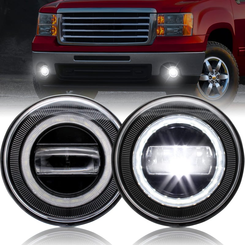 KEWISAUTO LED Fog Lights with Daytime Running Lights for GMC Sierra 20072014 Bumper Driving Fog Lamps wDRL for 2007 2008 2009 2010 2011 2012 2013 2014 GMC Sierra 1500 2500HD 3500HD Accessories