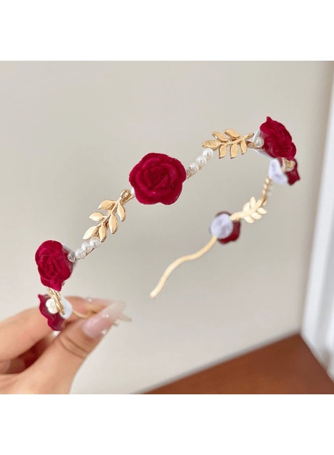 ميأميأ شبكتان من عصابات الرأس المزينة بالزهور وأحجار اللؤلؤ الاصطناعية، أنيقة ومثالية لعيد الحب تتضمن عصابات شعر، أربطة شعر، رؤوس لؤلؤية من الورود، وخواتم شعر بألوان متعددة - Image 5