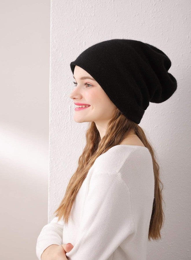 WaySoft Aspen 100% Pure Cashmere Ski Snow Winter Beanie Double Layer Knit Beanie for Women (Black) - Image 5