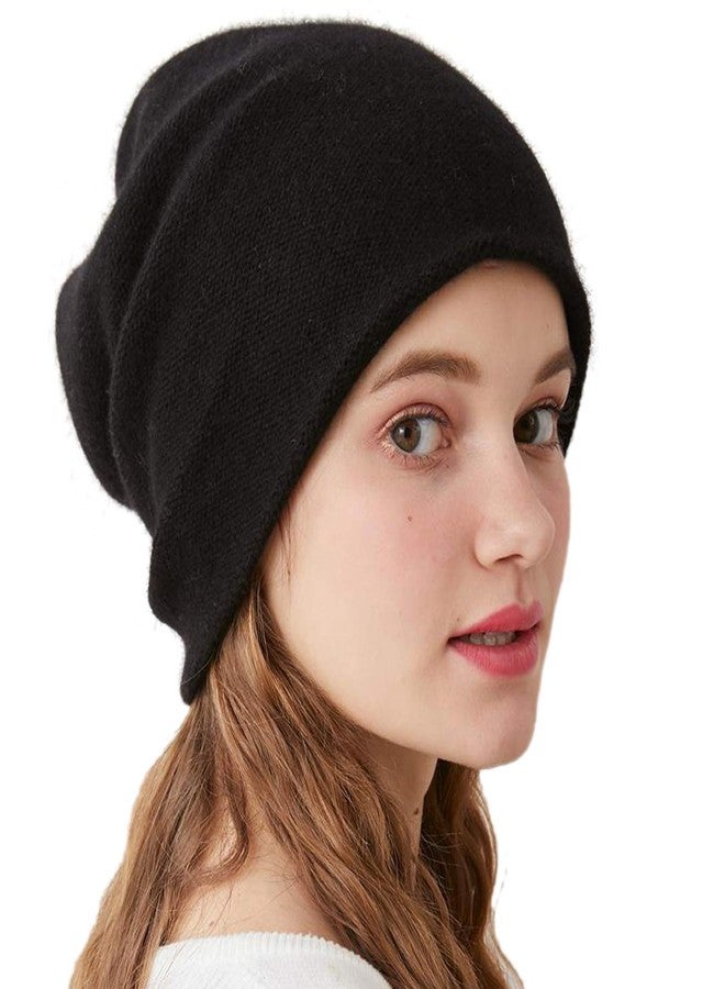 WaySoft Aspen 100% Pure Cashmere Ski Snow Winter Beanie Double Layer Knit Beanie for Women (Black) - Image 1