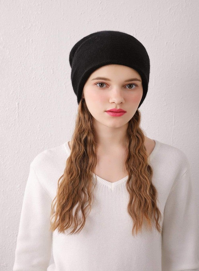 WaySoft Aspen 100% Pure Cashmere Ski Snow Winter Beanie Double Layer Knit Beanie for Women (Black) - Image 4
