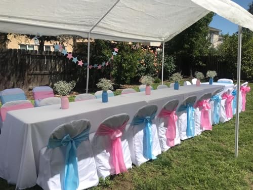 iEventStar Satin Chair Sashes Chair Bow Bows Tie Back Decoration Wedding Banquet Party (10, Light Pink) - Image 4