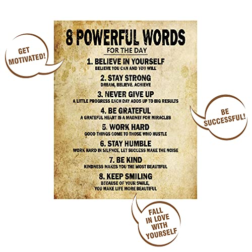 MEGA FORMAT Motivational Quotes 8 Powerful Words for the day Poster Thick Cardstock Paper, Unframed 11"x14" inches Inspirational Wall Art, Positive Affirmation Pictures for Bedroom Décor, Gym, Home, Office Décor - Image 2