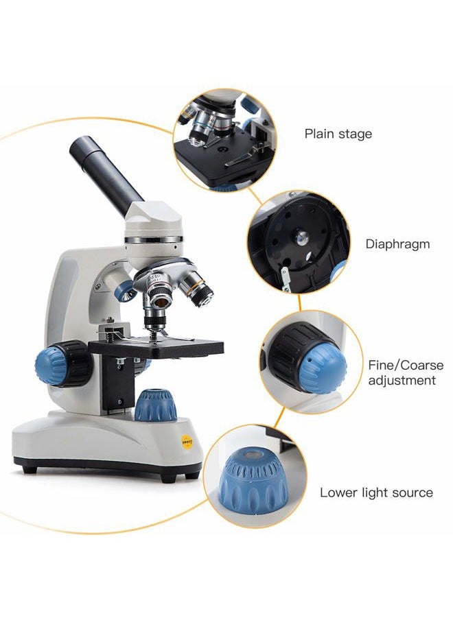 Swift Microscope SW150,Compound Student Microscope,40X-1000X,Monocular Head,Coarse & Fine Focusing,Dual Illumination,Cordless-Capable with Eyepiece Camera and Software Windows and Mac Compatible  - Image 4