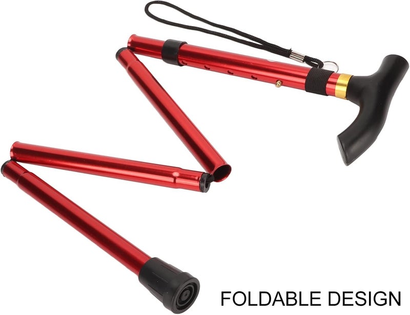 Generic 5 Section Folding Walking Stick Womens Height Adjustable Walking Stick Mens Multi Colour  - Image 2