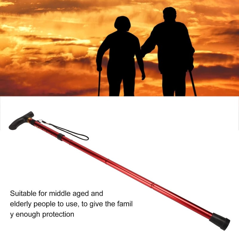 Generic 5 Section Folding Walking Stick Womens Height Adjustable Walking Stick Mens Multi Colour  - Image 5