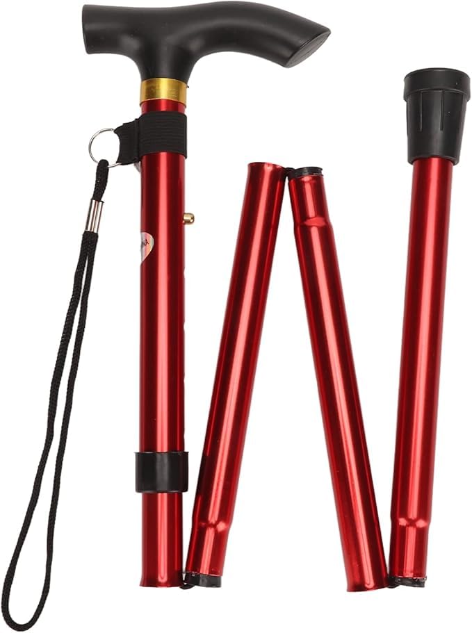 Generic 5 Section Folding Walking Stick Womens Height Adjustable Walking Stick Mens Multi Colour  - Image 1