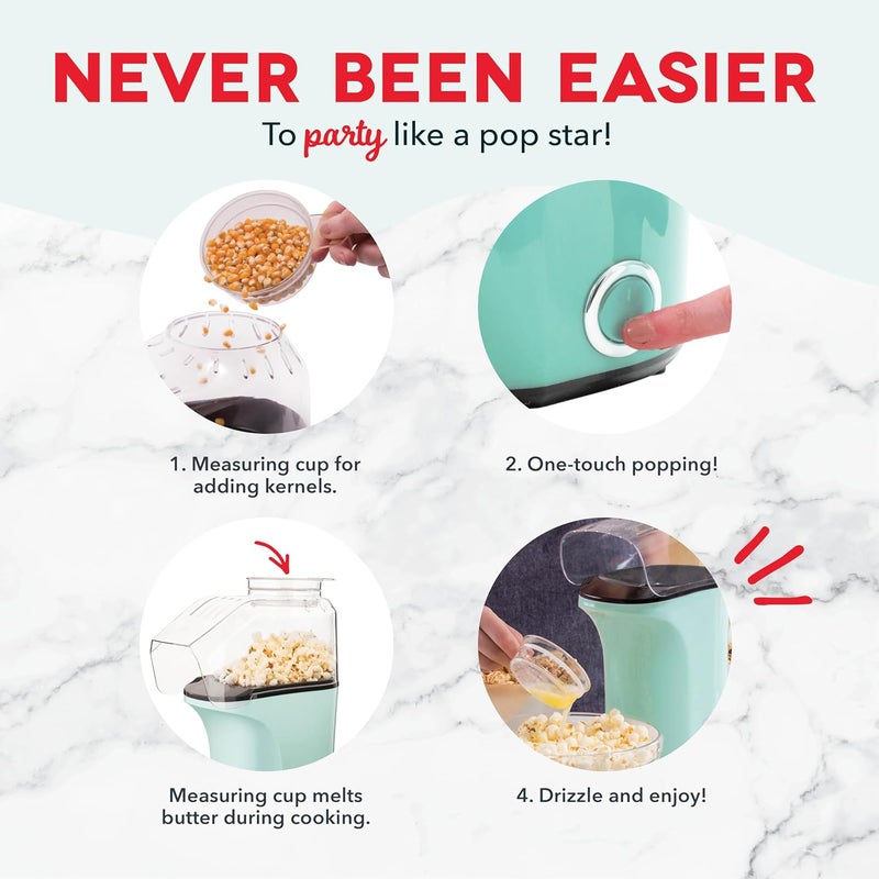 Dash Dash DAPP150V2RD04 Hot Air Popcorn Popper Maker with with Measuring Cup to Portion Popping Corn Kernels Melt Butter Makes 16C Red  - Image 3