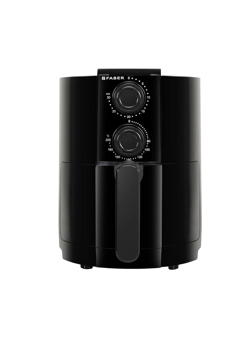 Faber Faber 2L 1200W Air Fryer Fry Bake Roast Grill 85 Less Oil 360 Rapid Air Cooking 30Min Timer Auto Off Overheat Protection NonStick Pan NonSlip Feet Cord Storage Black DLX  - Image 1