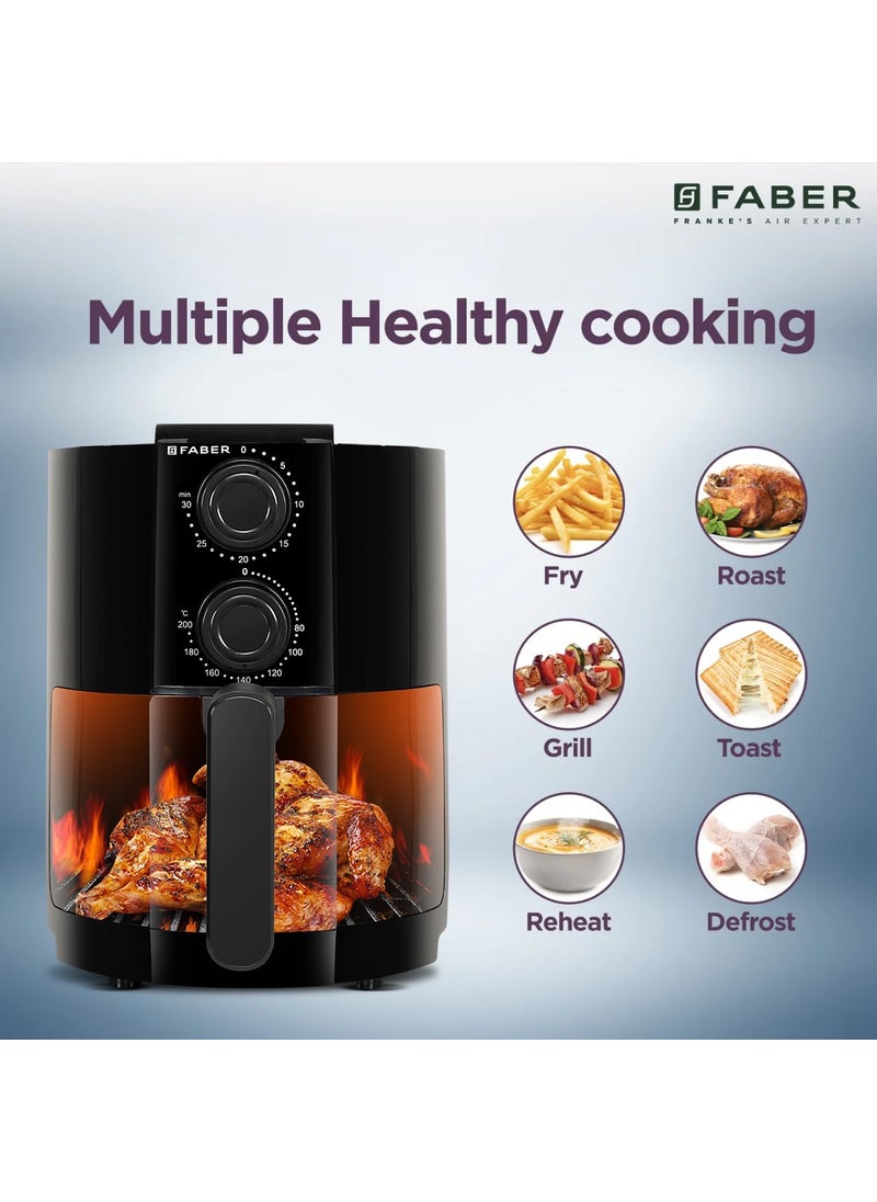 Faber Faber 2L 1200W Air Fryer Fry Bake Roast Grill 85 Less Oil 360 Rapid Air Cooking 30Min Timer Auto Off Overheat Protection NonStick Pan NonSlip Feet Cord Storage Black DLX  - Image 5