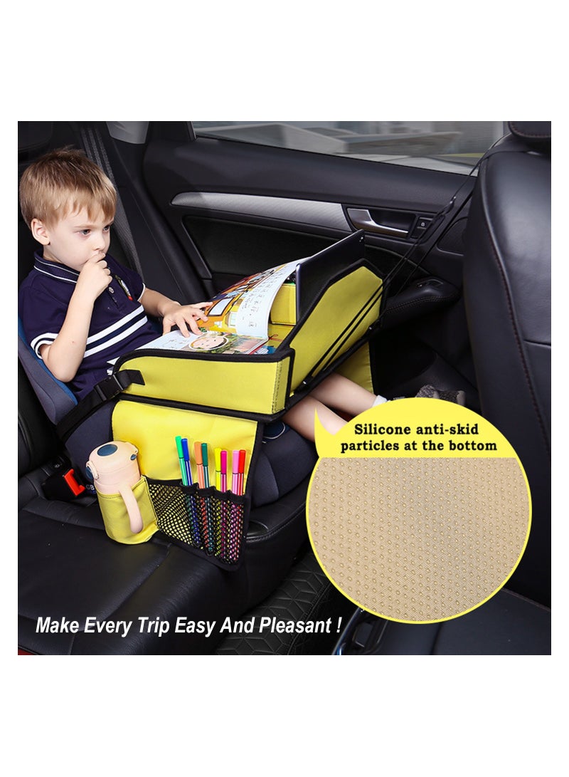 Excefore Kids Travel Tray for Car, Car Seat Tray for Kids Travel with Load-Bearing Belt, Carseat Activity Tray for Toddlers, Lap Tray for Kids, Suitable for Cars and Airplanes (Yellow) - Image 5