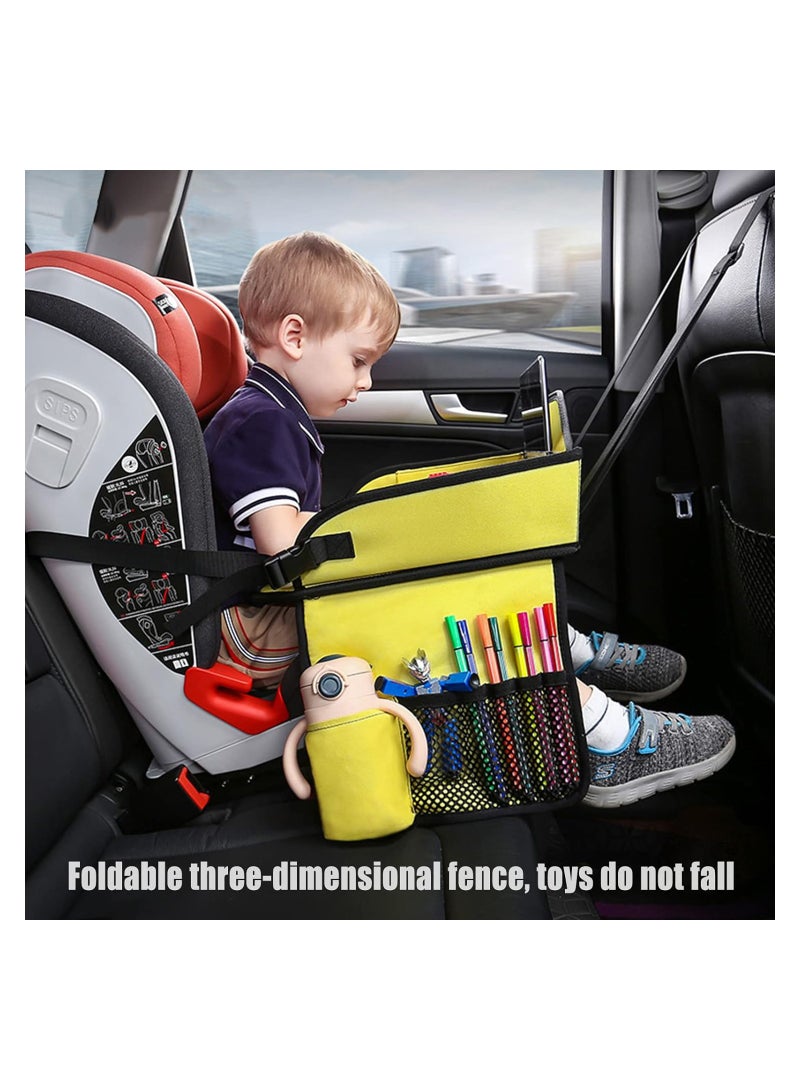 Excefore Kids Travel Tray for Car, Car Seat Tray for Kids Travel with Load-Bearing Belt, Carseat Activity Tray for Toddlers, Lap Tray for Kids, Suitable for Cars and Airplanes (Yellow) - Image 3