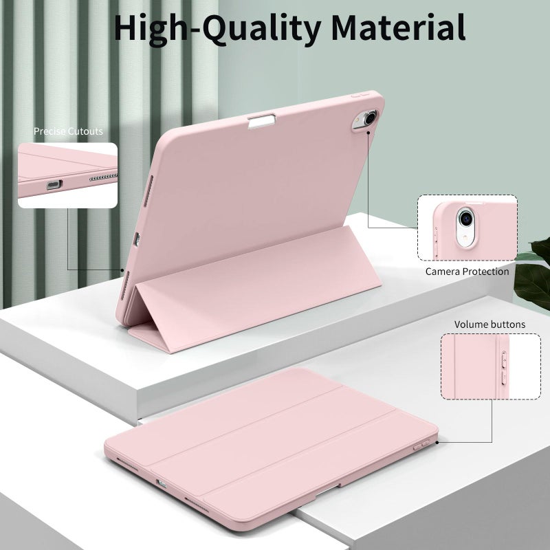 kenke Case for iPad Air 11-inch M3/M2 (2025/2024), iPad Air 5th/4th Generation (2022/2020) 10.9-inch, Auto Sleep/Wake Slim Trifold Stand Case with Pencil Holder, Soft TPU Smart Back Cover, Pink - Image 5