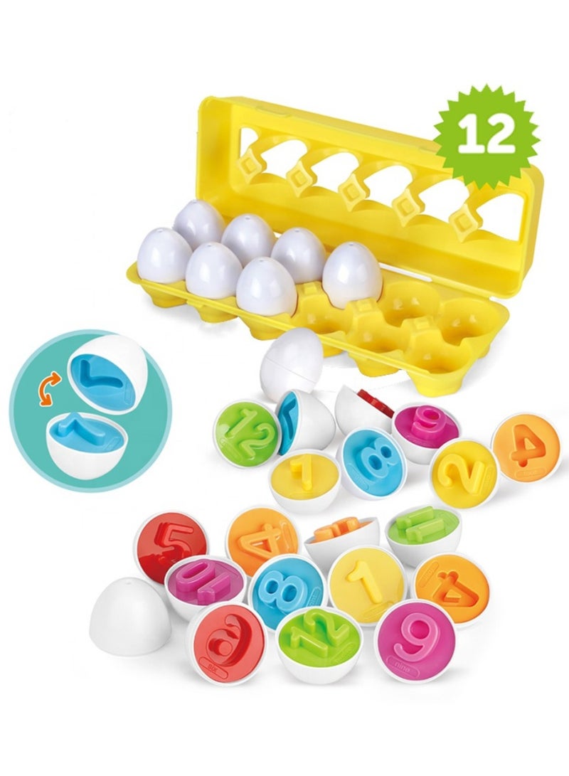 Hamidmeer 12 PCS Matching Eggs Montessori Toy for Kids | Color & Shape Sorting Learning Eggs | Early Educational Sensory Toy | Fine Motor Skills Development | Preschool Learning Game | Travel Toy | Gift for Boys & Girls - Image 1