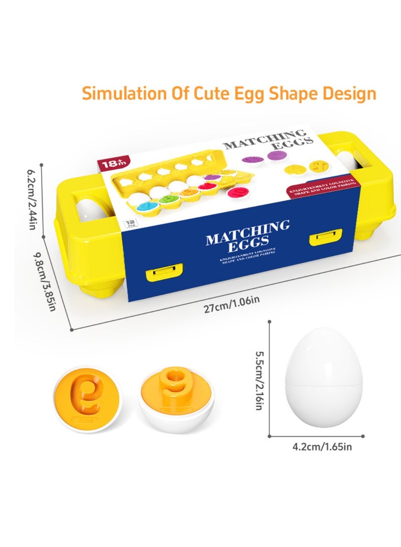 Hamidmeer 12 PCS Matching Eggs Montessori Toy for Kids | Color & Shape Sorting Learning Eggs | Early Educational Sensory Toy | Fine Motor Skills Development | Preschool Learning Game | Travel Toy | Gift for Boys & Girls - Image 2