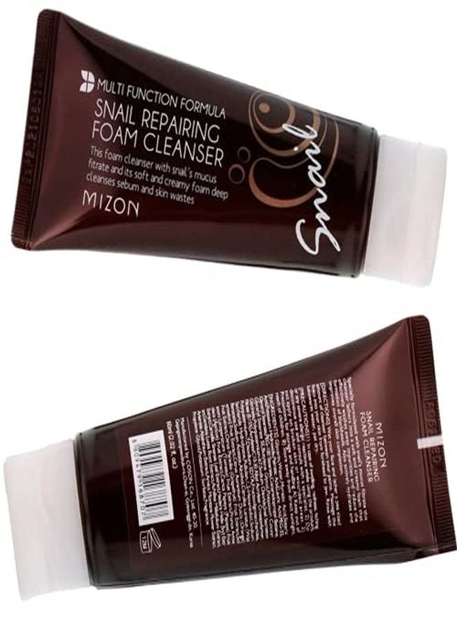 MIZON - Snail Repairing Foam Cleanser Korean Snail Face Wash Mild And Soft Face Cleanser For Pores And Blackheads Moisturizing Formula With Snail Filtrate And Soft Bubbles 2.02 Fl Oz. - Image 1