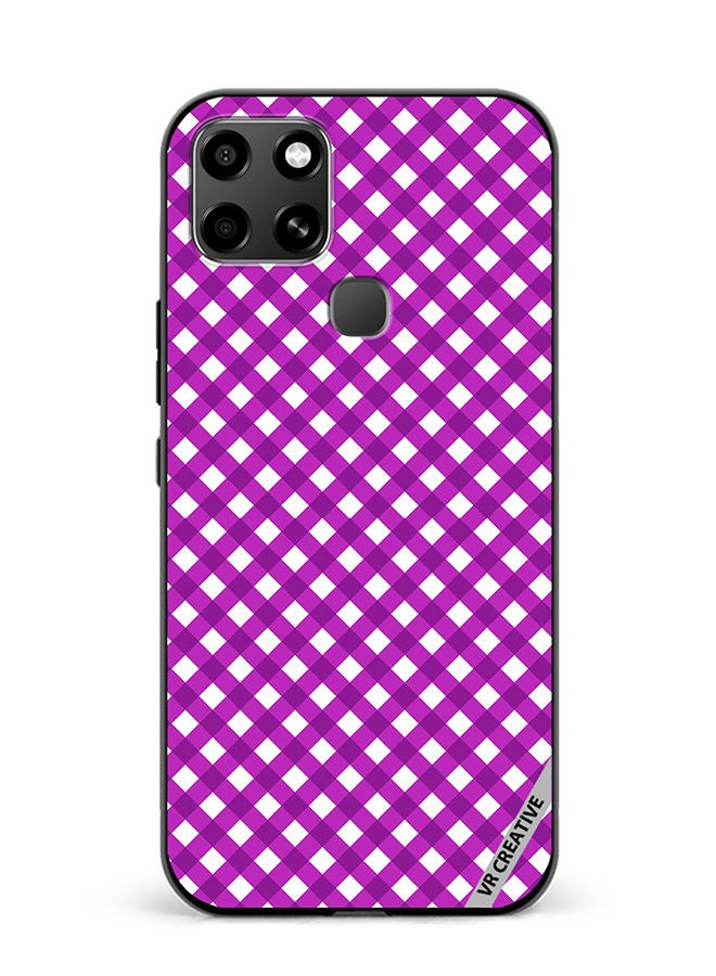 VR CREATIVE Protective Case Cover For Infinix Smart 6 Seamless Plaid Purple Design Multicolour - Image 1