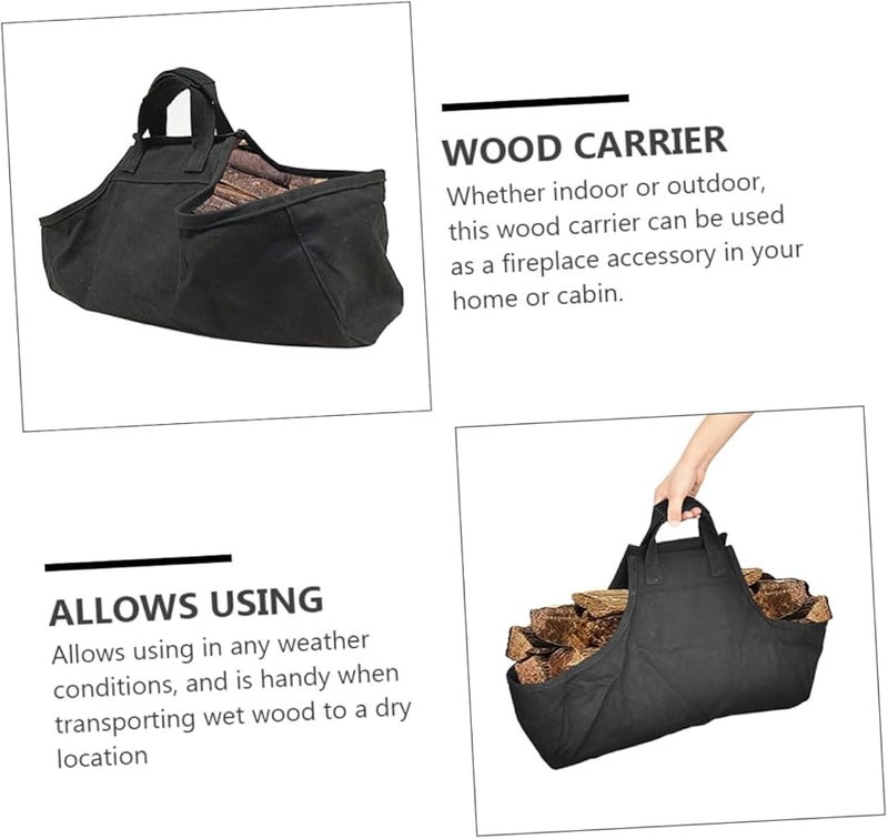 حقيبة حمل حطب من قماش أكسفورد ذات قاع مسطح للاستخدام الداخلي والخارجي في التخييم والمواقد - Image 5