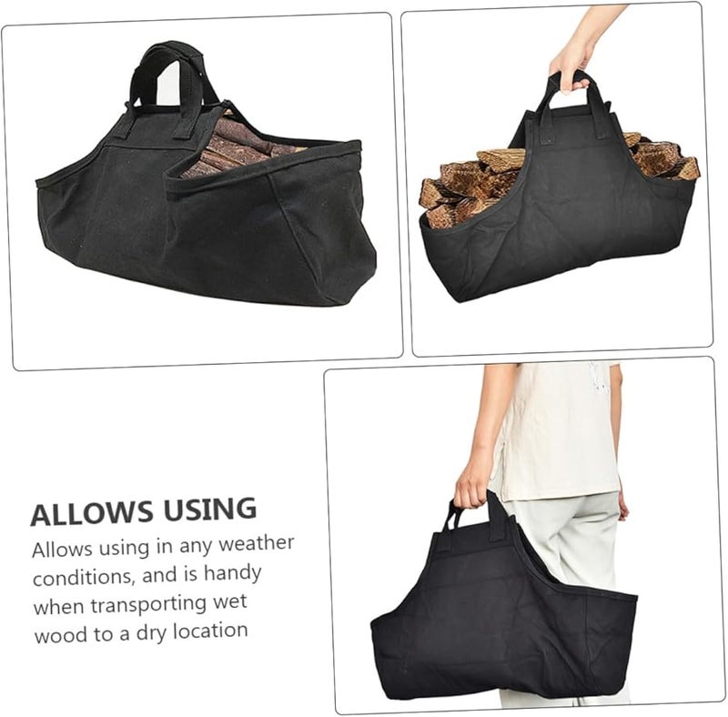 حقيبة حمل حطب من قماش أكسفورد ذات قاع مسطح للاستخدام الداخلي والخارجي في التخييم والمواقد - Image 3