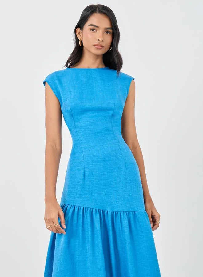 Take Two Take Two Solid Sleeveless Asymmetric Hem Midi Dress