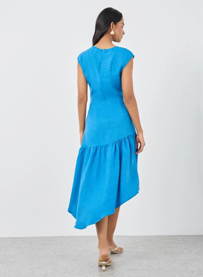 Take Two Take Two Solid Sleeveless Asymmetric Hem Midi Dress