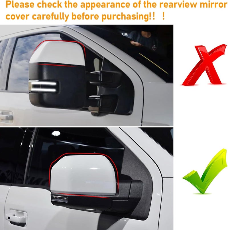 Moonlinks Compatible with Ford F150 2015 2016 2017 2018 2019 2020 Right Side Mirror Cover Replacement, Pearl White Right Passenger Side Door Rearview Mirror Cap Trim for F150 RH - Image 4