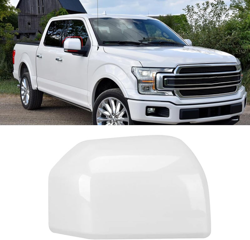Moonlinks Compatible with Ford F150 2015 2016 2017 2018 2019 2020 Right Side Mirror Cover Replacement, Pearl White Right Passenger Side Door Rearview Mirror Cap Trim for F150 RH - Image 1