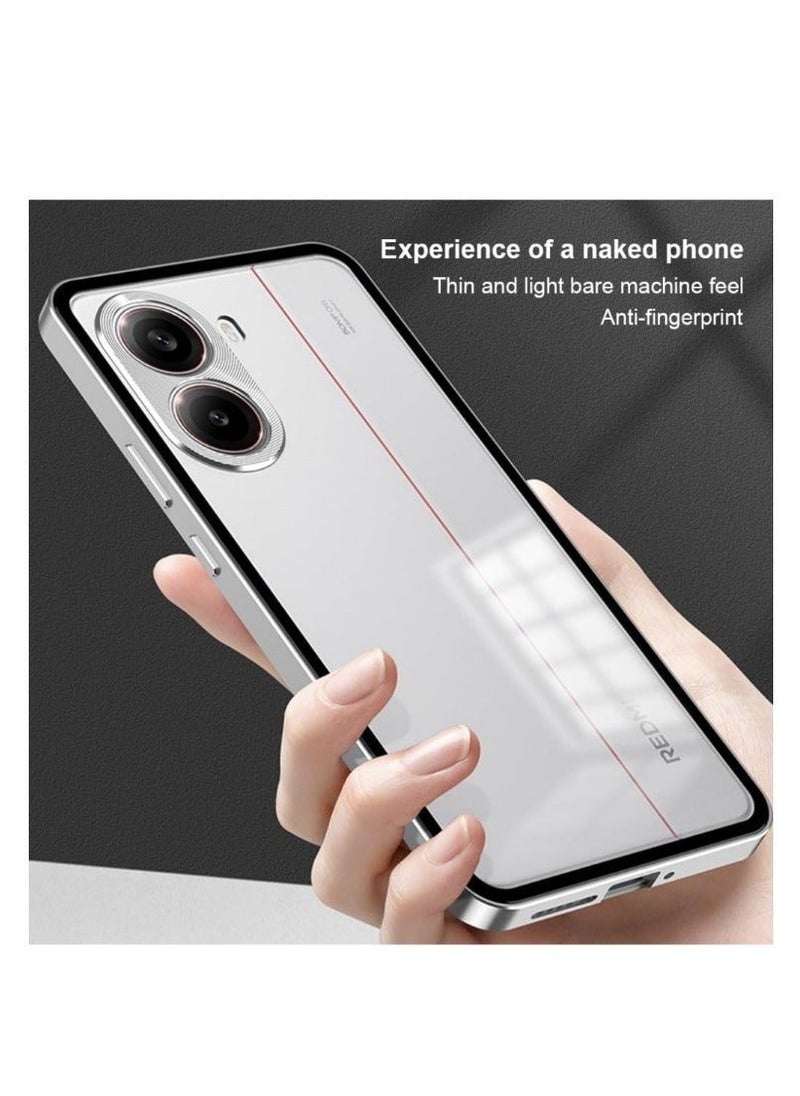Generic - Case Compatible with Xiaomi Poco X7 Pro/Redmi Turbo 4 Magnetic Metal Frame+Matte Translucent Tempered Glass Back Non Slip Shockproof Camera Protector - Image 1