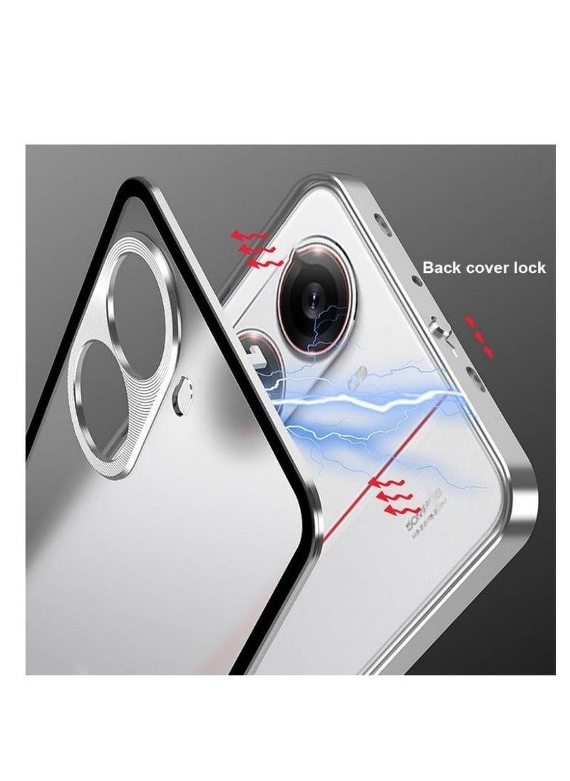 Generic - Case Compatible with Xiaomi Poco X7 Pro/Redmi Turbo 4 Magnetic Metal Frame+Matte Translucent Tempered Glass Back Non Slip Shockproof Camera Protector - Image 1