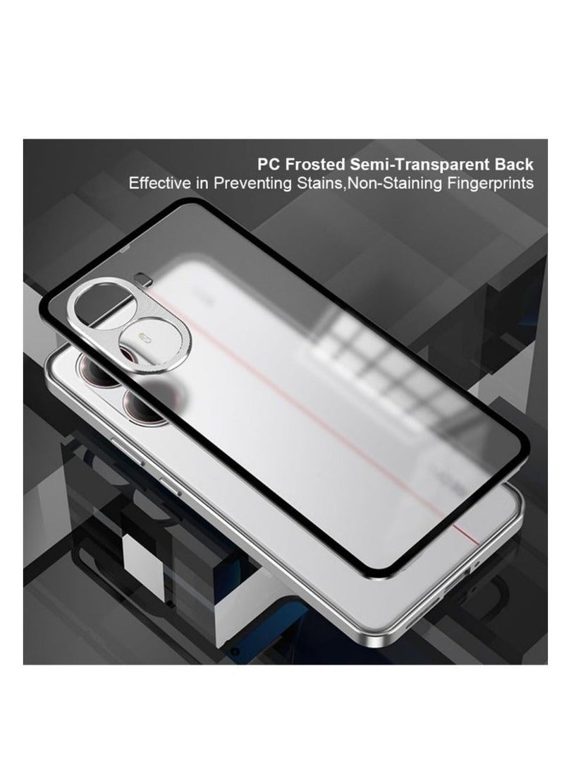 Generic - Case Compatible with Xiaomi Poco X7 Pro/Redmi Turbo 4 Magnetic Metal Frame+Matte Translucent Tempered Glass Back Non Slip Shockproof Camera Protector - Image 1