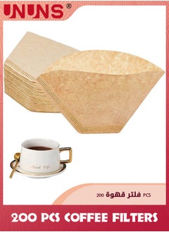 UNUNS Coffee Filters Paper,Disposable Cone Coffee Filters,1-4 Cup Unbleached Natural Paper,Small Coffee Filters Replacement For Pour Over And Drip Coffee Maker,Pack of 200,Wood Color  - Image 1