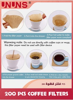 UNUNS Coffee Filters Paper,Disposable Cone Coffee Filters,1-4 Cup Unbleached Natural Paper,Small Coffee Filters Replacement For Pour Over And Drip Coffee Maker,Pack of 200,Wood Color  - Image 4