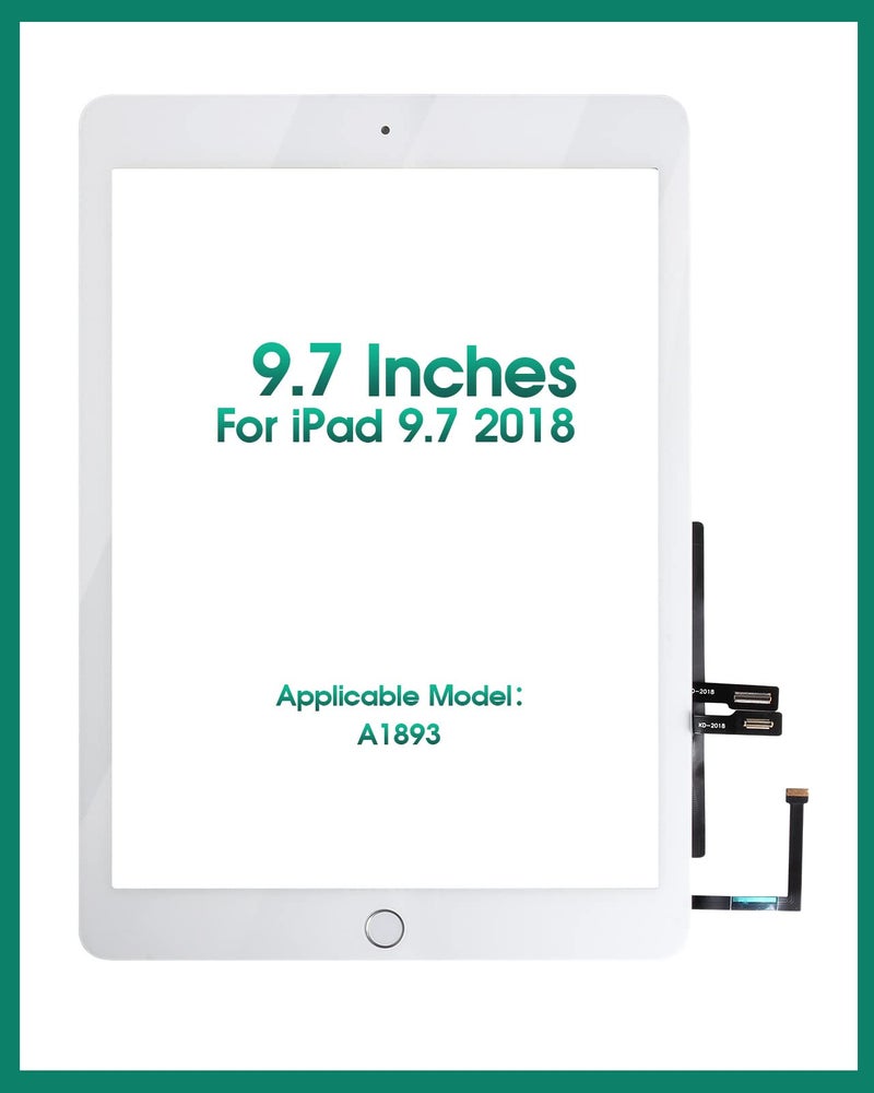 SRJTEK for iPad 9.7 2018 Touch Screen for iPad 6 Digitizer 6th Gen A1893 Screen Replacement A1954 Touch Glass Front Panel Sensor Installed Adhesive +Tools+Tempered Glass (with Home Button) (White) - Image 3