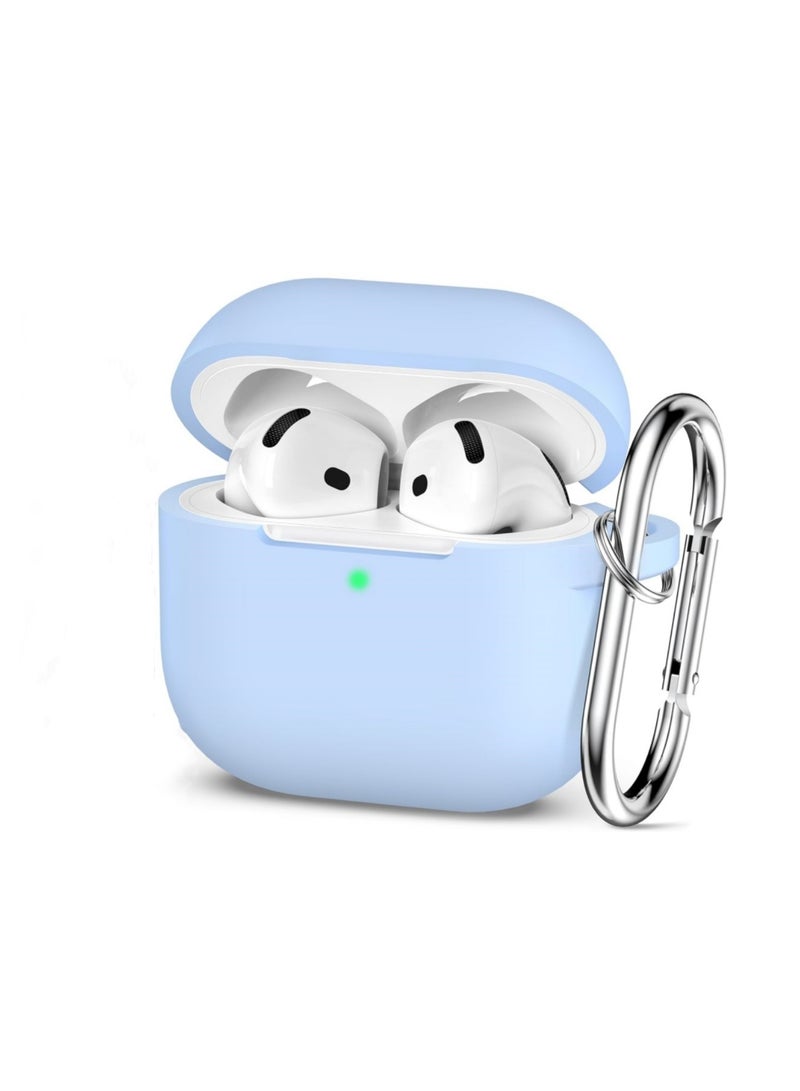 Aookay For Apple Airpod 4/Airpods 4th Generation/Airpod 4th Gen Case Cover with Keychain, Full Protective Silicone Case Accessories , Front LED Visible (Sky Blue) - Image 1