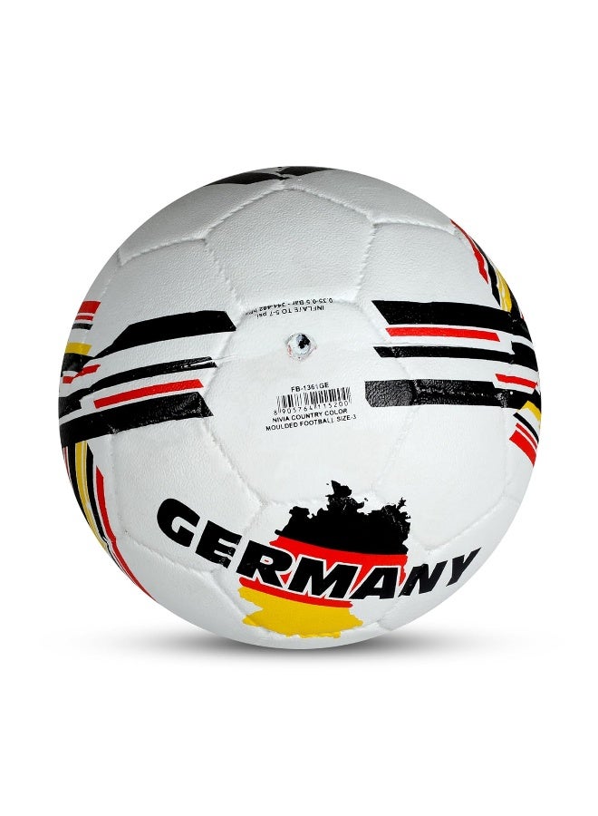 Nivia Country Colour Rubber Moulded Football/Rubberized Moulded/Suitable for Hard Ground Without Grass, Wet & Grassy Ground & Artificial Turf/Training Ball Size 3 - Germany (White/Black) - Image 4