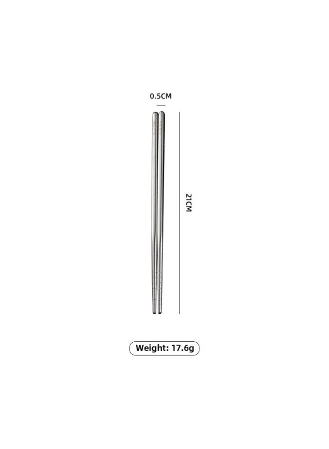 En 304 Stainless Steel Tableware Metal Chopsticks Six-coil Non-slip Half-square Multi-size Bold Korean Cloth Wheel-Color:Coil Chopsticks 21cm Laser Sus304 - Image 1