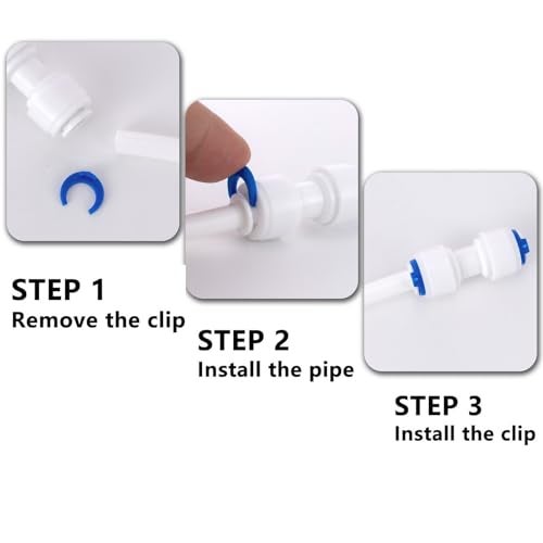 JIUWU 1/4 inch Locking Clips 50 PCS Reverse Osmosis Clip RO Water Line Clips Blue Clip for Locking Quick Connect Fittings for RO Reverse Osmosis Water Filter Fittings - Image 4