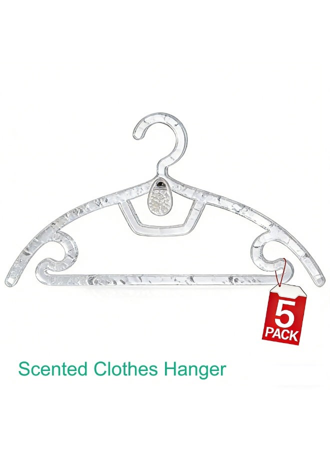 5pcs Plastic Hangers With Aromatherapy Boxes,  Closet Storage Organizer,Anti Slip Clothes Hangers for Jacket, Shirt, Dress, Pants