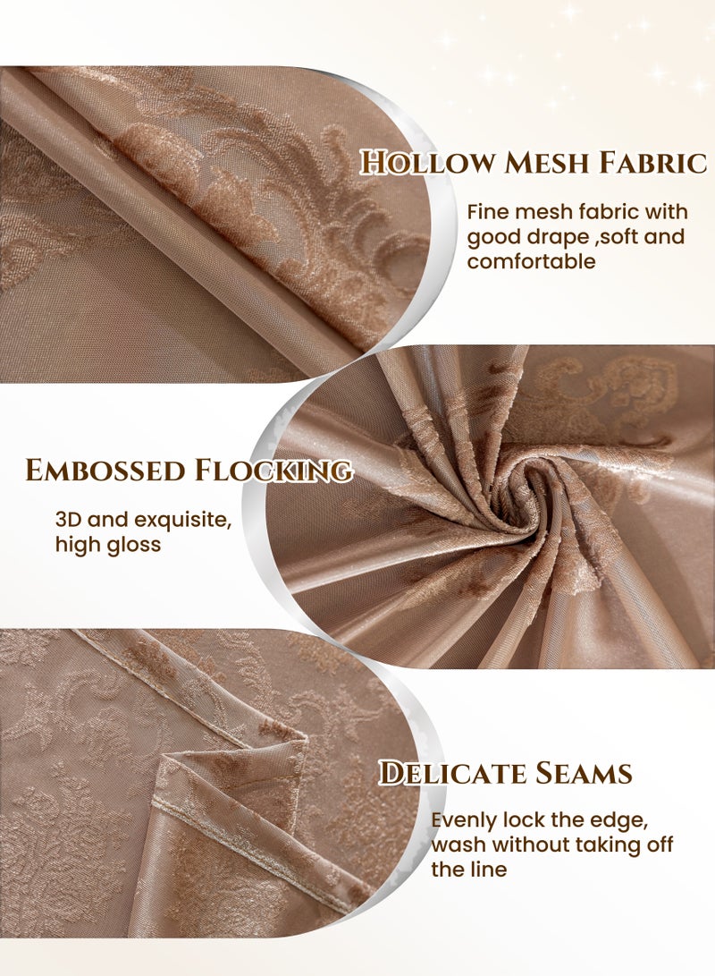 Lace Mesh Rectangular Tablecloth,Table Covers,Coffee Table Cloth, Damascus Rose Embossed Flocking Jacquard,European Classical Luxury Style Light Brown, Soft and Environmentally Fabric, Wear-Resistant ,Durable, Machine Washable, Shrink-Resistant,Anti-Wrinkle, Finely Quilted and Reinforced,Home Kitchen Dining Tables Decorations, Outdoor Tables Clothes, Dinners, Weddings , Banquet Parties, Hotel Decorations,140*180cm(55*71inch) - Image 3